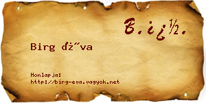 Birg Éva névjegykártya