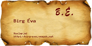 Birg Éva névjegykártya